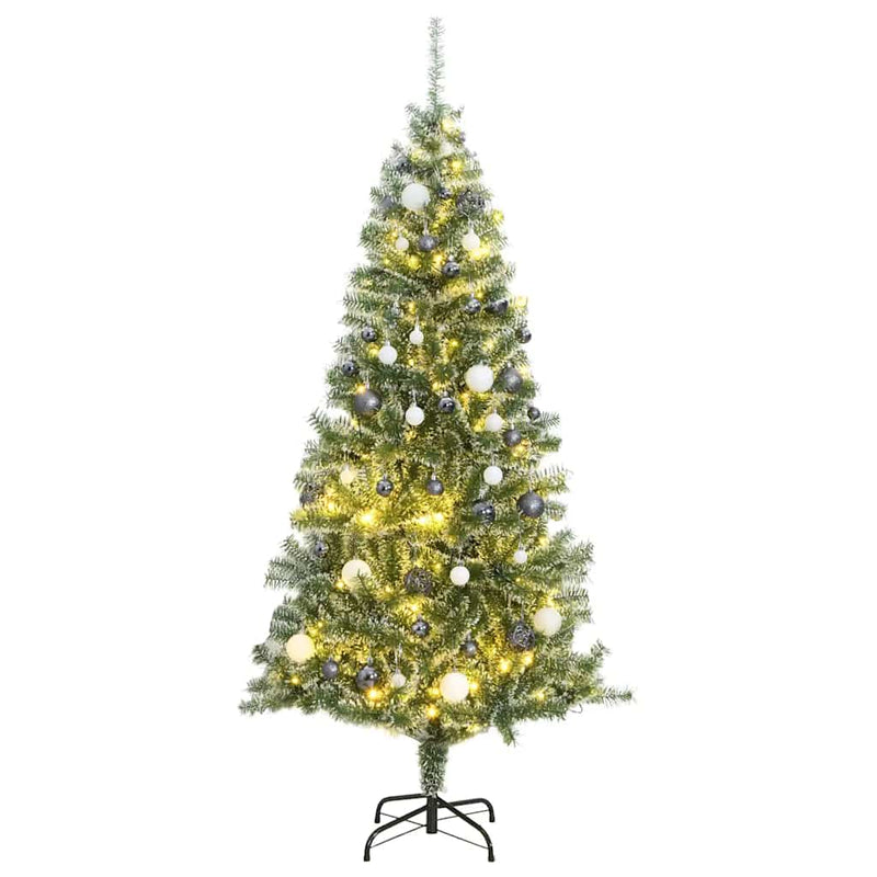 Artificial Christmas Tree with 300 LEDs&Ball Set&Flocked Snow 210 cm Payday Deals