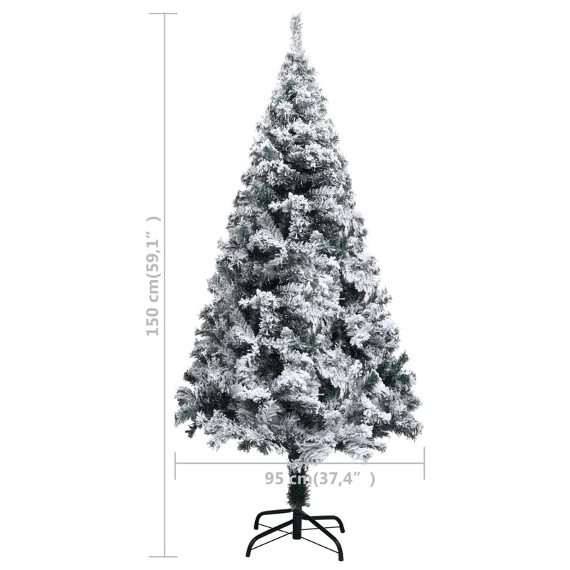 Artificial Christmas Tree with Flocked Snow Green 150 m PVC Payday Deals