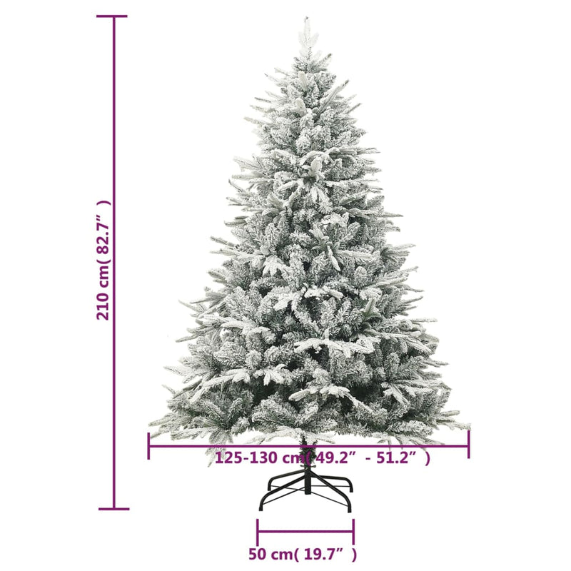 Artificial Christmas Tree with Flocked Snow Green 210 cm PVC&PE Payday Deals