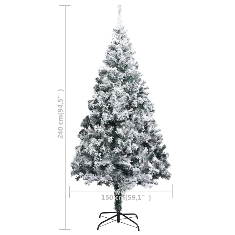 Artificial Christmas Tree with Flocked Snow Green 240 cm PVC Payday Deals