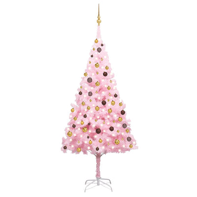 Artificial Christmas Tree with LEDs&Ball Set Pink 240 cm PVC Payday Deals