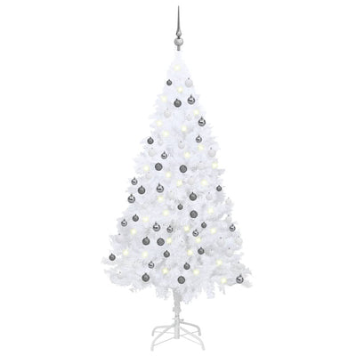 Artificial Christmas Tree with LEDs&Ball Set White 180 cm PVC Payday Deals