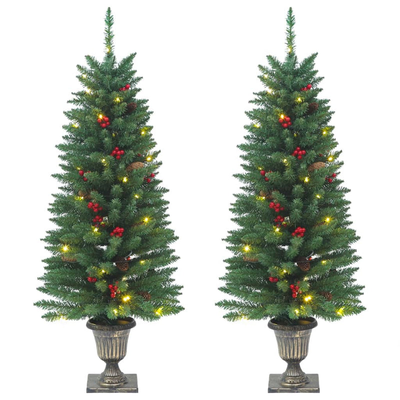 Artificial Christmas Trees 2 pcs 100 LEDs Green 120 cm Payday Deals