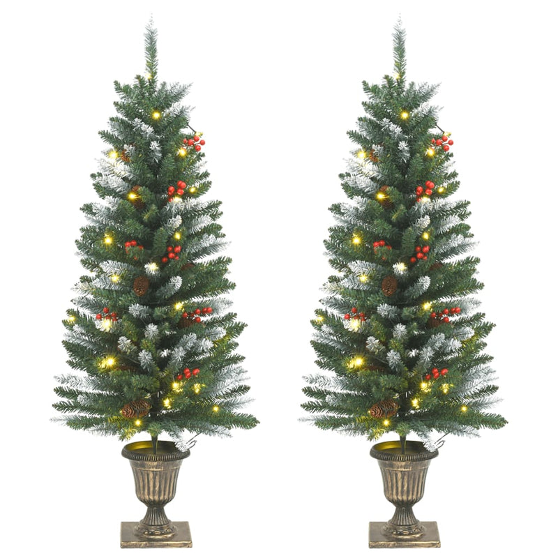 Artificial Christmas Trees 2 pcs 100 LEDs Green and White 120 cm Payday Deals