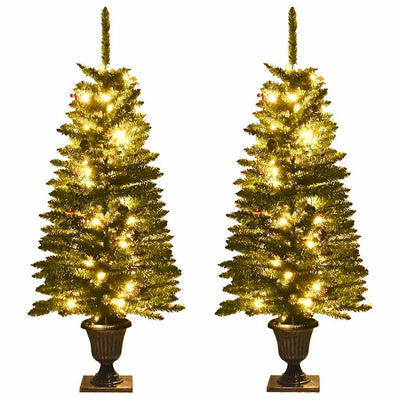 Artificial Christmas Trees 2 pcs with Wreath, Garland and LEDs Payday Deals