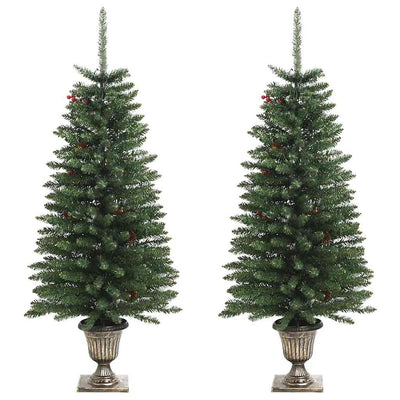 Artificial Christmas Trees 2 pcs with Wreath, Garland and LEDs Payday Deals
