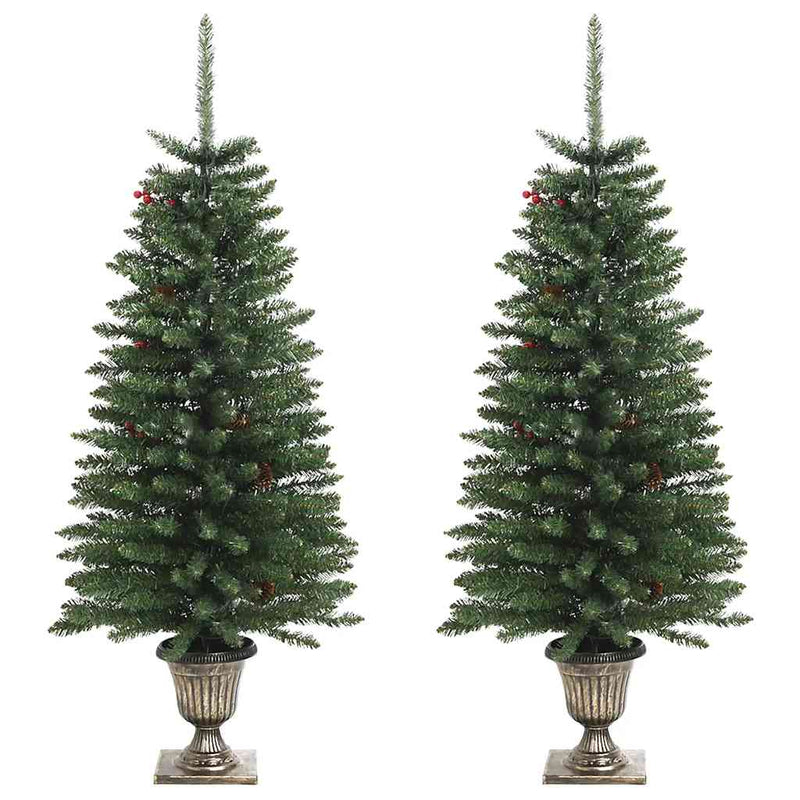 Artificial Christmas Trees 2 pcs with Wreath, Garland and LEDs Payday Deals