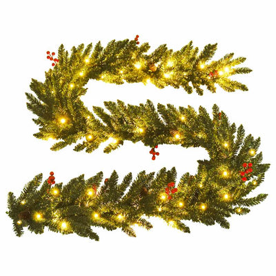 Artificial Christmas Trees 2 pcs with Wreath, Garland and LEDs Payday Deals