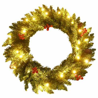 Artificial Christmas Trees 2 pcs with Wreath, Garland and LEDs Payday Deals