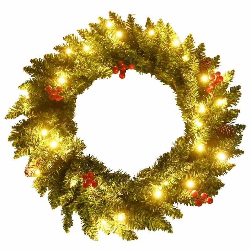 Artificial Christmas Trees 2 pcs with Wreath, Garland and LEDs Payday Deals
