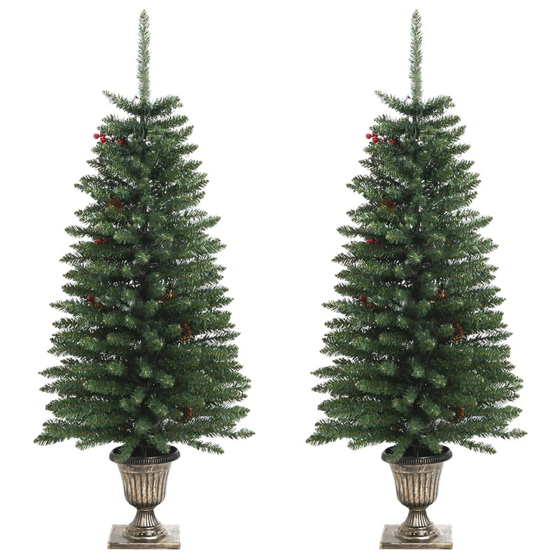 Artificial Christmas Trees 2 pcs with Wreath, Garland and LEDs Payday Deals