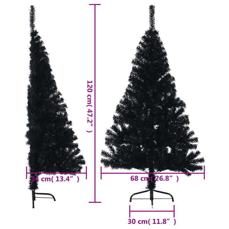 Artificial Half Christmas Tree with Stand Black 120 cm PVC Payday Deals