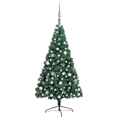 Artificial Half Pre-lit Christmas Tree with Ball Set Green 240 cm