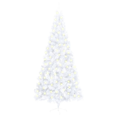 Artificial Half Pre-lit Christmas Tree with Stand White 240 cm PVC