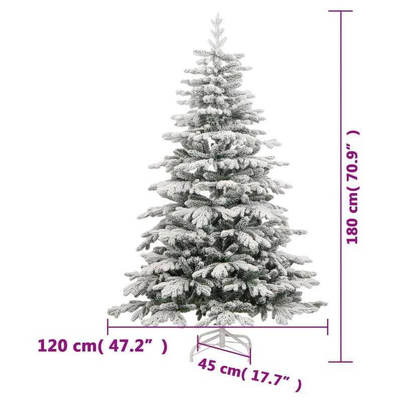 Artificial Hinged Christmas Tree 300 LEDs & Flocked Snow 180 cm Payday Deals