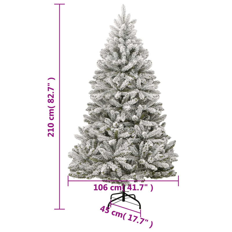 Artificial Hinged Christmas Tree 300 LEDs & Flocked Snow 210 cm Payday Deals