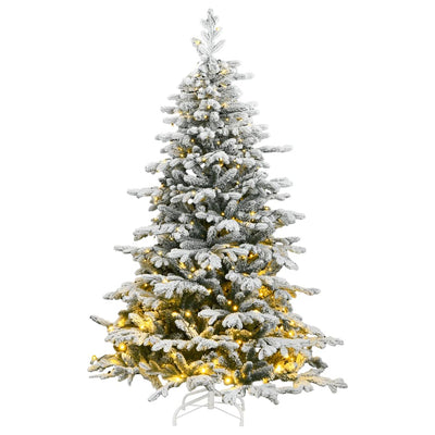 Artificial Hinged Christmas Tree 300 LEDs & Flocked Snow 210 cm Payday Deals