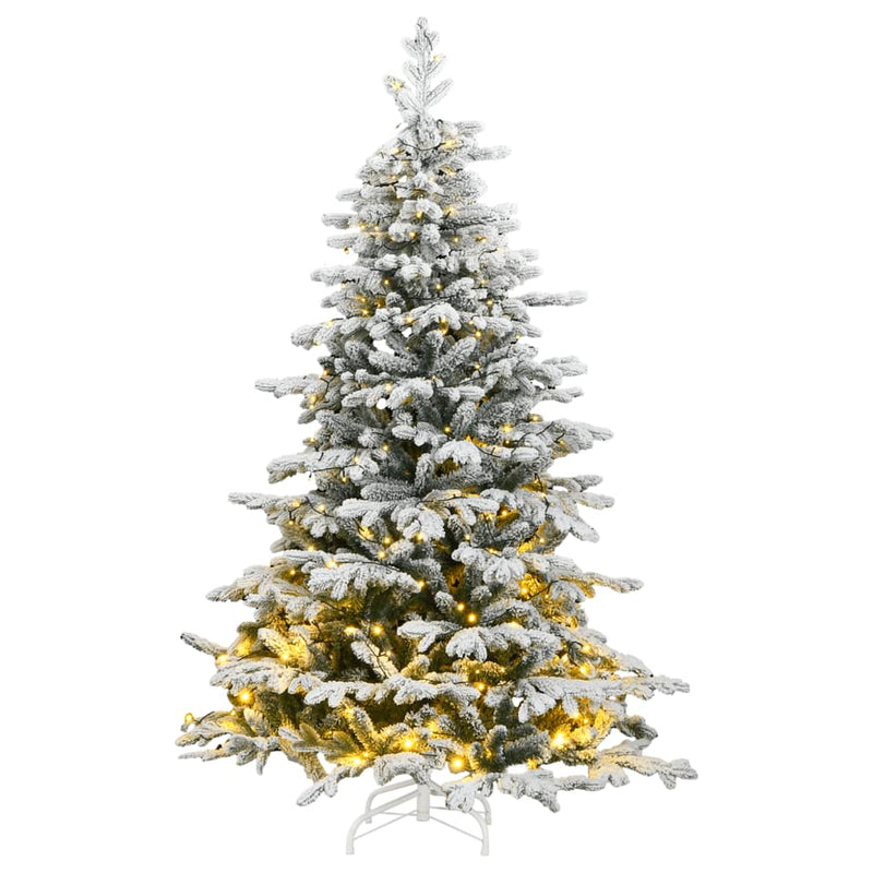 Artificial Hinged Christmas Tree 300 LEDs & Flocked Snow 210 cm Payday Deals
