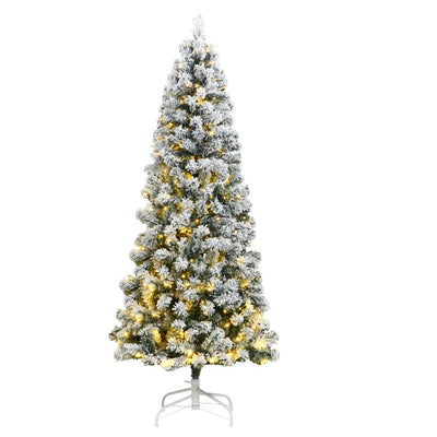Artificial Hinged Christmas Tree 300 LEDs & Flocked Snow 210 cm