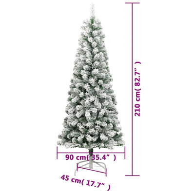 Artificial Hinged Christmas Tree 300 LEDs & Flocked Snow 210 cm Payday Deals