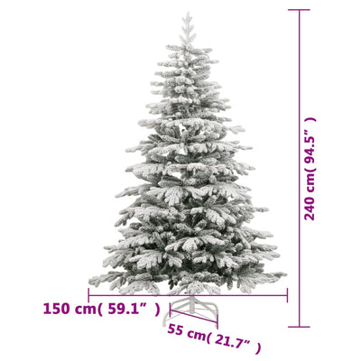Artificial Hinged Christmas Tree 300 LEDs & Flocked Snow 240 cm Payday Deals