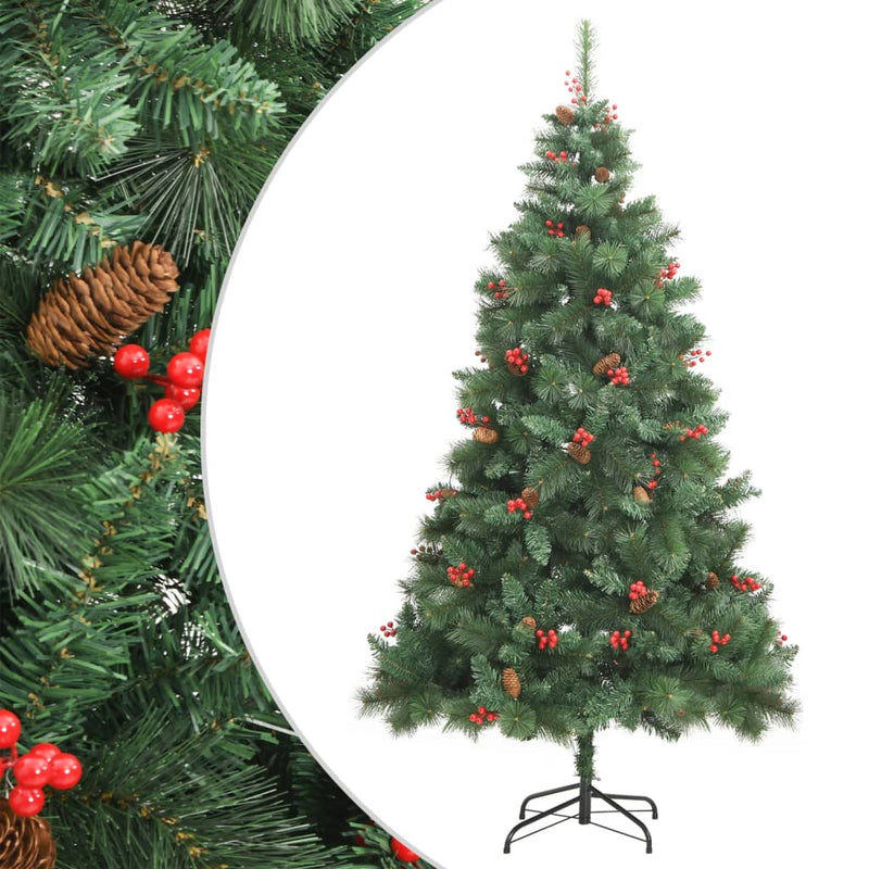 Artificial Hinged Christmas Tree with Cones and Berries 180 cm Payday Deals