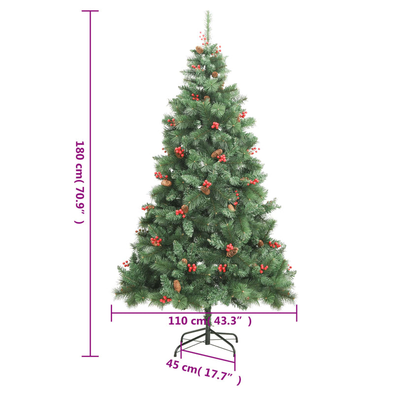 Artificial Hinged Christmas Tree with Cones and Berries 180 cm Payday Deals