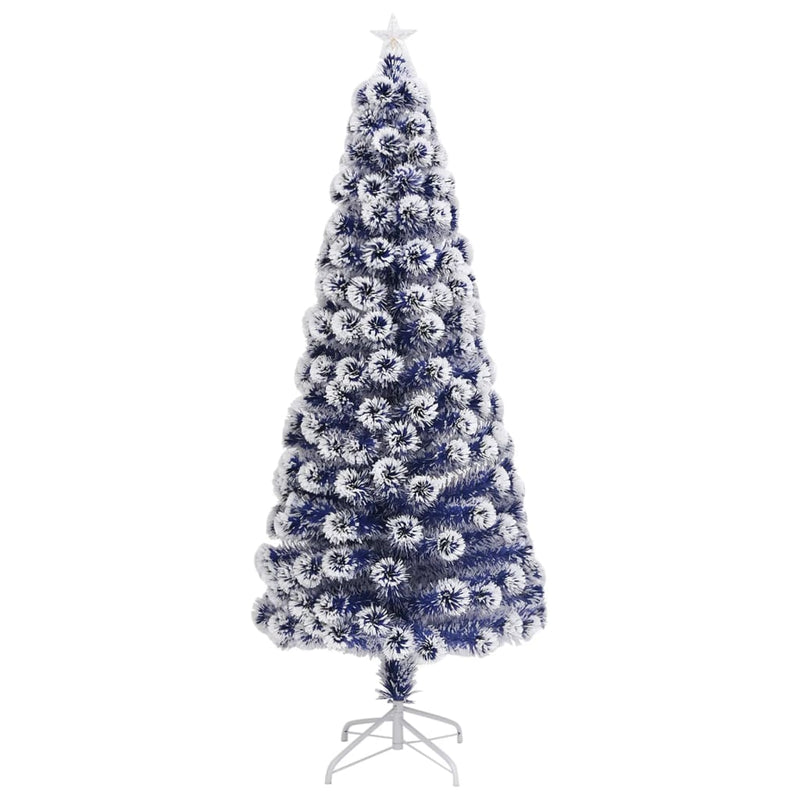 Artificial Pre-lit Christmas Tree White&Blue 180 cm Fibre Optic Payday Deals