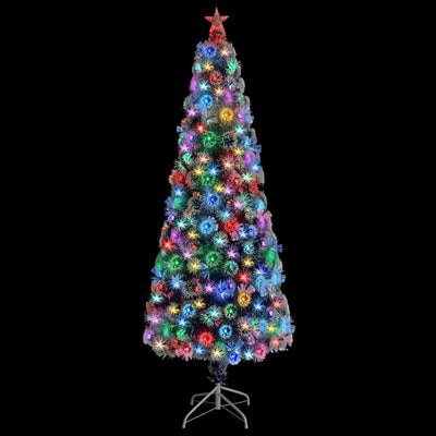 Artificial Pre-lit Christmas Tree White&Blue 210 cm Fibre Optic Payday Deals