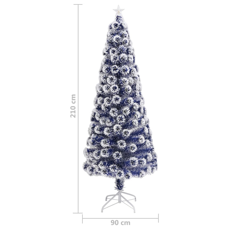 Artificial Pre-lit Christmas Tree White&Blue 210 cm Fibre Optic Payday Deals