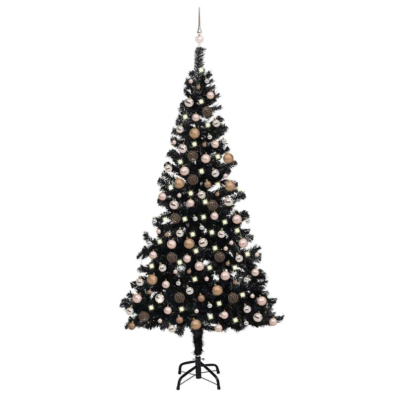 Artificial Pre-lit Christmas Tree with Ball Set Black 240 cm PVC Payday Deals