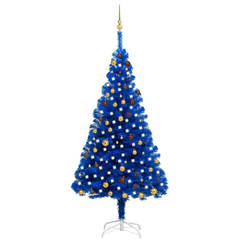 Artificial Pre-lit Christmas Tree with Ball Set Blue 210 cm PVC Payday Deals