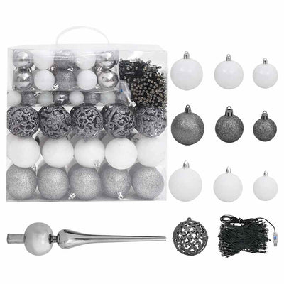 Artificial Pre-lit Christmas Tree with Ball Set Blue 240 cm PVC Payday Deals