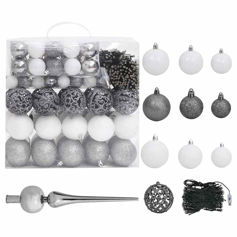 Artificial Pre-lit Christmas Tree with Ball Set Blue 240 cm PVC Payday Deals