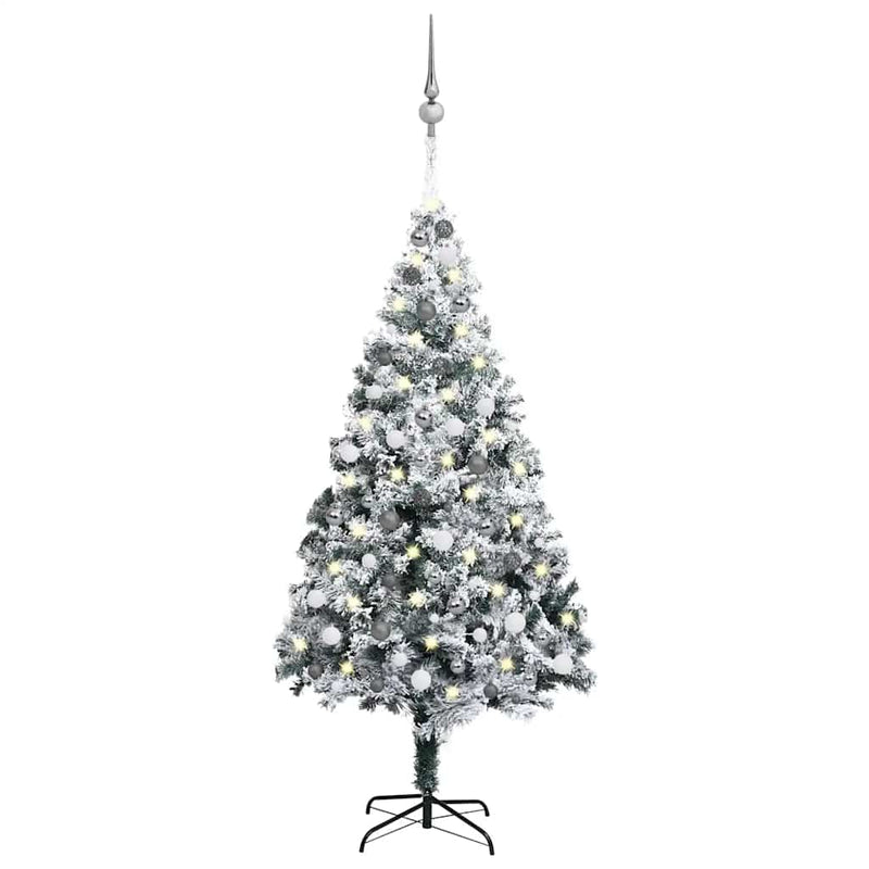 Artificial Pre-lit Christmas Tree with Ball Set Green 210 cm PVC Payday Deals