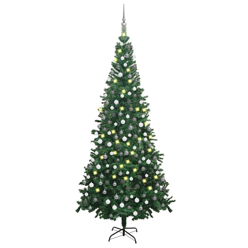 Artificial Pre-lit Christmas Tree with Ball Set L 240 cm Green Payday Deals