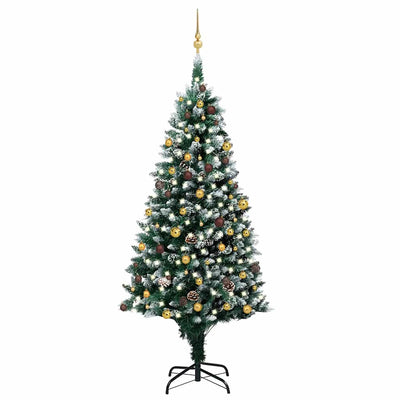 Artificial Pre-lit Christmas Tree with Ball Set&Pinecones 240 cm