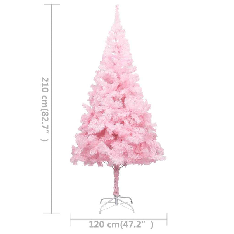 Artificial Pre-lit Christmas Tree with Ball Set Pink 210 cm PVC Payday Deals