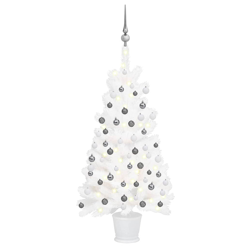 Artificial Pre-lit Christmas Tree with Ball Set White 90 cm Payday Deals