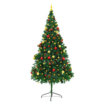 Artificial Pre-lit Christmas Tree with Baubles Green 210 cm Payday Deals