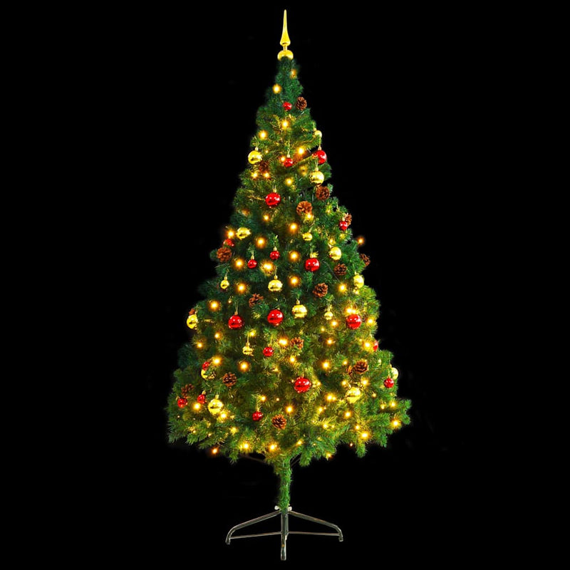 Artificial Pre-lit Christmas Tree with Baubles Green 210 cm Payday Deals