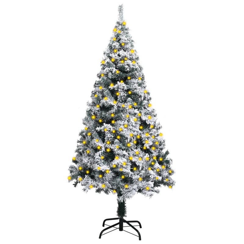 Artificial Pre-lit Christmas Tree with Flocked Snow Green 120 cm Payday Deals