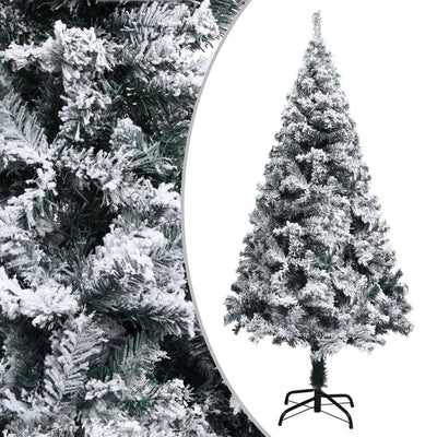 Artificial Pre-lit Christmas Tree with Flocked Snow Green 210 cm Payday Deals