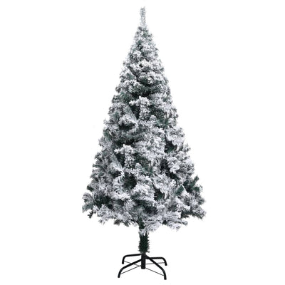 Artificial Pre-lit Christmas Tree with Flocked Snow Green 210 cm Payday Deals