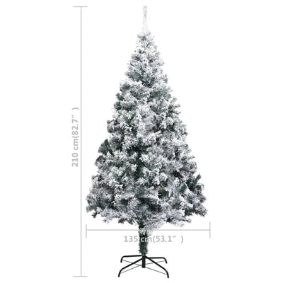 Artificial Pre-lit Christmas Tree with Flocked Snow Green 210 cm Payday Deals