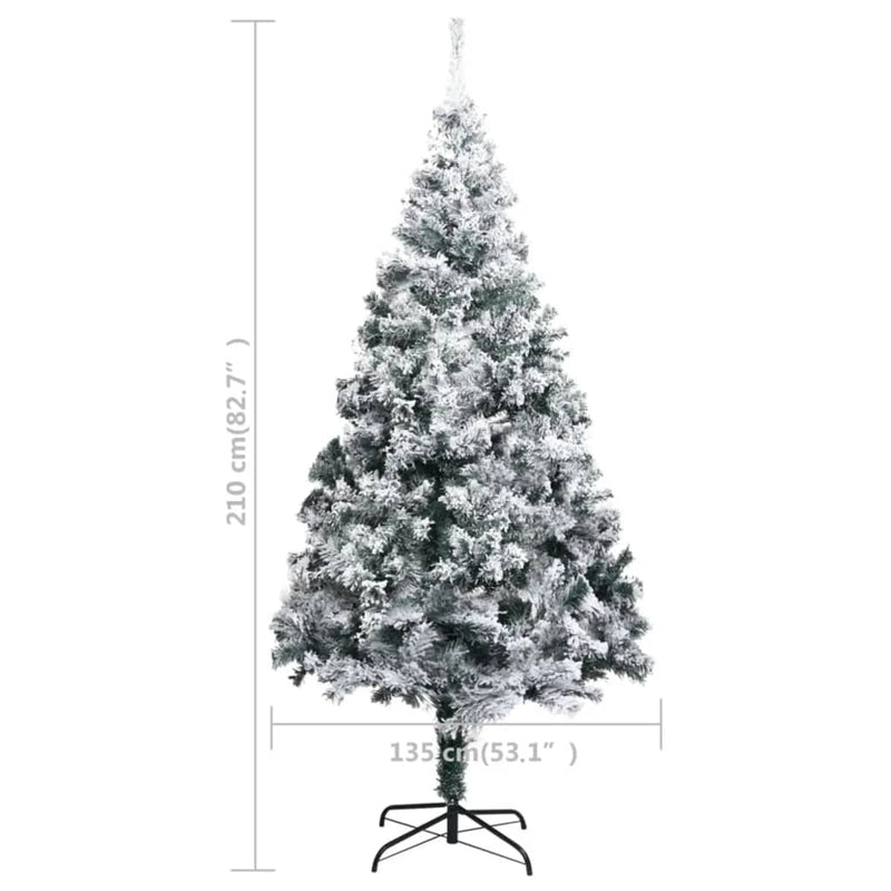 Artificial Pre-lit Christmas Tree with Flocked Snow Green 210 cm Payday Deals