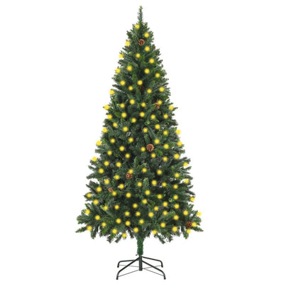 Artificial Pre-lit Christmas Tree with Pine Cones Green 210 cm Payday Deals
