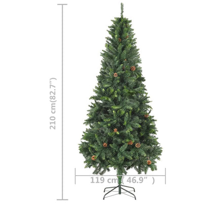 Artificial Pre-lit Christmas Tree with Pine Cones Green 210 cm Payday Deals