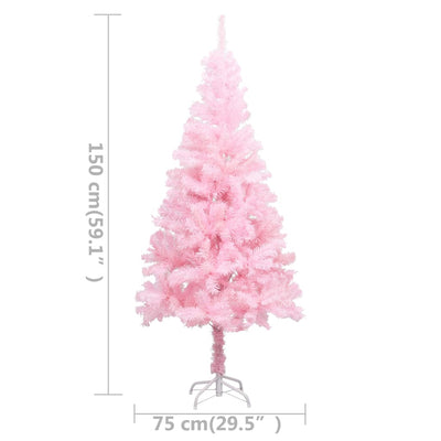 Artificial Pre-lit Christmas Tree with Stand Pink 150 cm PVC Payday Deals