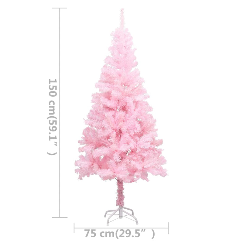 Artificial Pre-lit Christmas Tree with Stand Pink 150 cm PVC Payday Deals